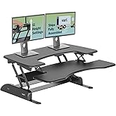 Vari VariDesk Pro Plus 36 - Adjustable Desk Converter with 11 Height Settings - Laptop Sit Stand Desk Riser for Home Office, Table Tops, Workspace - Fully Assembled with Spring Loaded Lift - Black