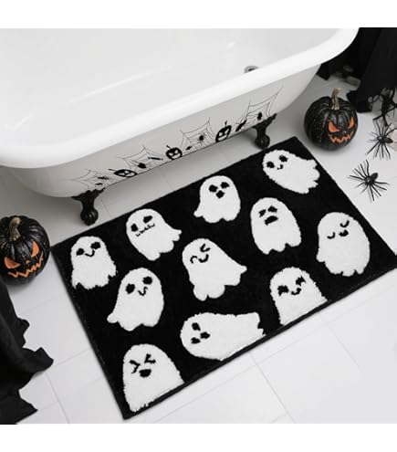 Tinideya Halloween Bath Mat - 20x32 Inch Ghost 'Boo' Bathroom Rug, Non-Slip & Washable - View #5