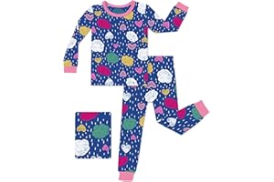 babee Reshinee Bamboo Viscose Toddler Girls Kids Pajama Sets 2-8Y Snug fit Long-Sleeve Softness Sleepwear Pjs 2pcs Jammies