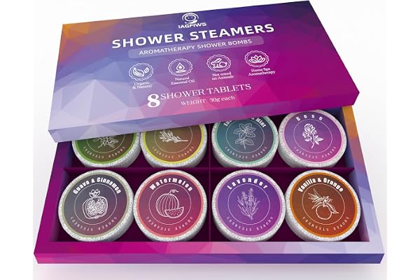 IAGFIWS Shower Steamers Aromatherapy, Shower Bombs 8 Pack | Christmas Stocking Stuffers for Adults Women Men Teens White Elep