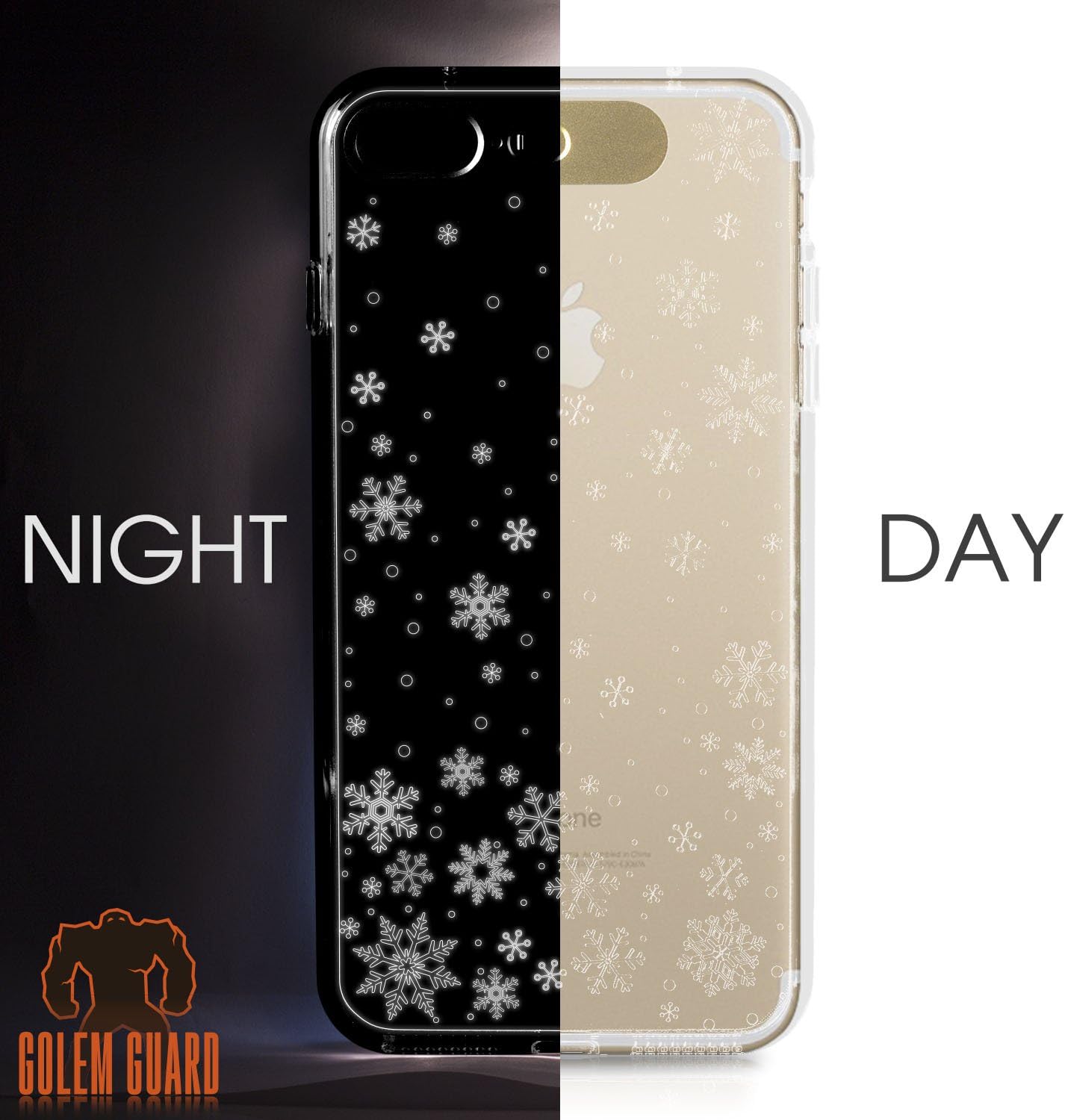 iPhone 7 Plus & iPhone 8 Plus LED Lightning Flashing Case / Gold / GOLEMGUARD Clear Lightning Case [iPhone 7 Plus & iPhone 8 Plus Case]