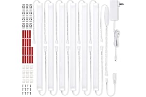 Litever Under Cabinet Lights Plug in, 6 pcs 12 Inches LED Light Strip Bars. Super Bright Dimmable Linkable for Kitchen Counter Above Cabinets Shelf Workbench Desk Closet Lighting. Daylight 5000K