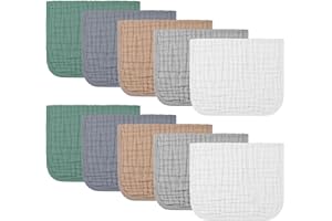 lttomn Muslin Burp Cloths 10 Pack,100% Cotton Baby Burping Clothes,Newborn Essential Must-Have Baby Registry,6 Layers Cotton Soft Washcloths,Multi-Colors Face Towels 20"x11"Large (Boys Non-Cartoon)