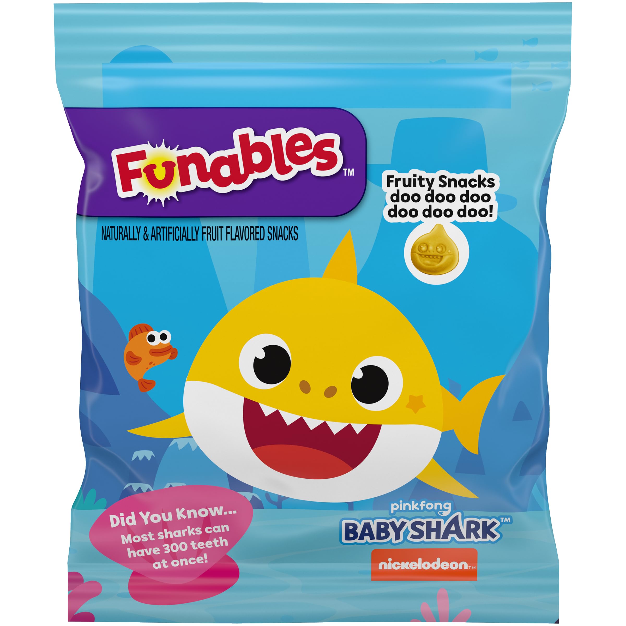 Funables Fruity Snacks, Baby Shark, Assorted Fruit, Flavored Snacks, 0.8 oz 10 ct