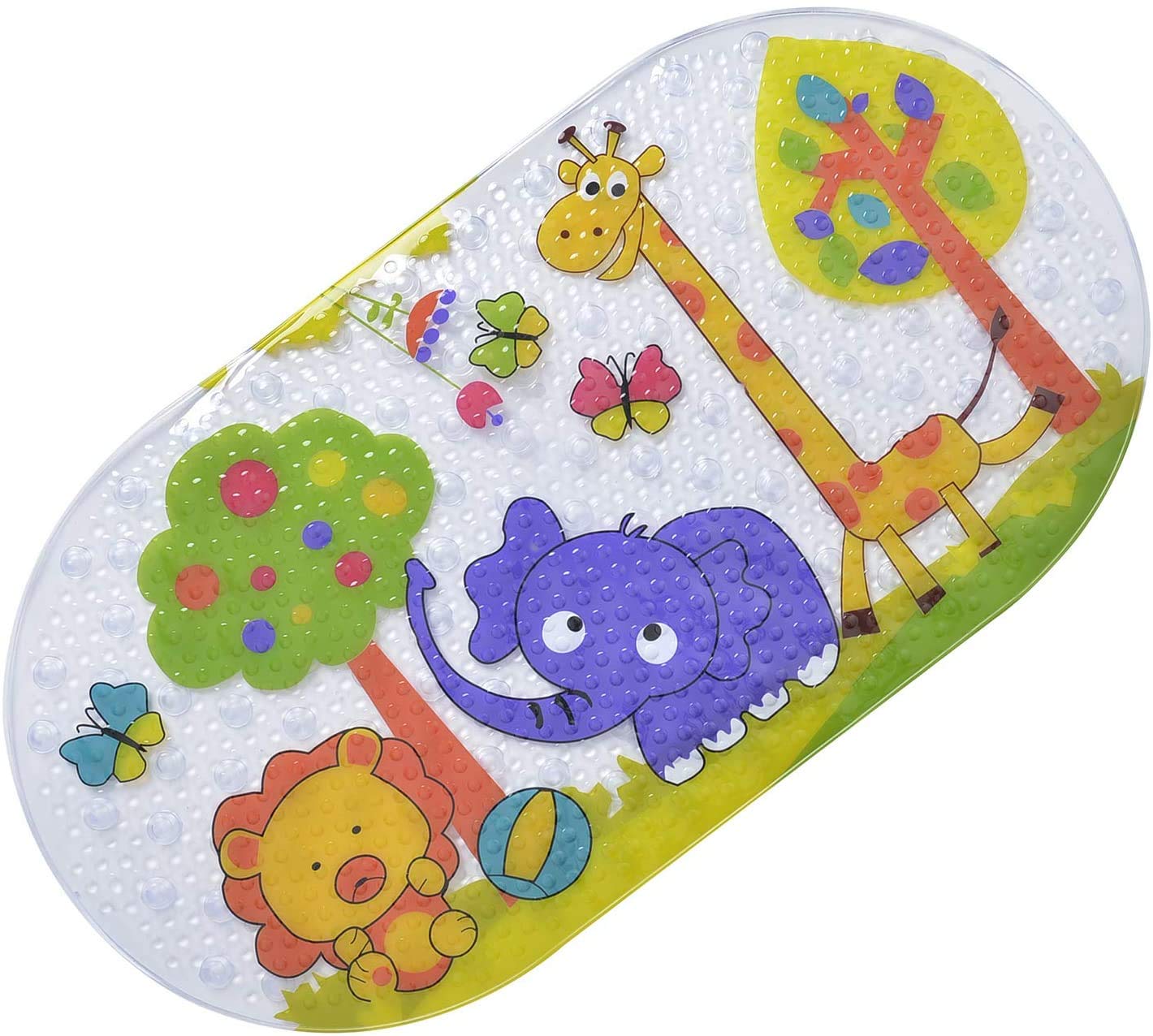 Kids Bath Mat Non-Slip Shower Mat Anti-Bacterial Anti Mould Shower Tub Mat Coloured Washable Bathtub Mat for Babies Toddlers Children Cute Animals Pattern