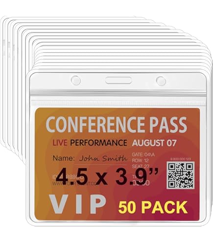 Amazon.com : Name Badge Holders Clear Badge Sleeve Plastic Lanyard Sleeves  for ID Holders (100 Pcs Horizontal) : Office Products
