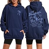 Weetiotio Christian Daughter Of The King Hoodies for Women Bow Aesthetic Hoodie Religious Bible Verse Graphic Sweatshirts