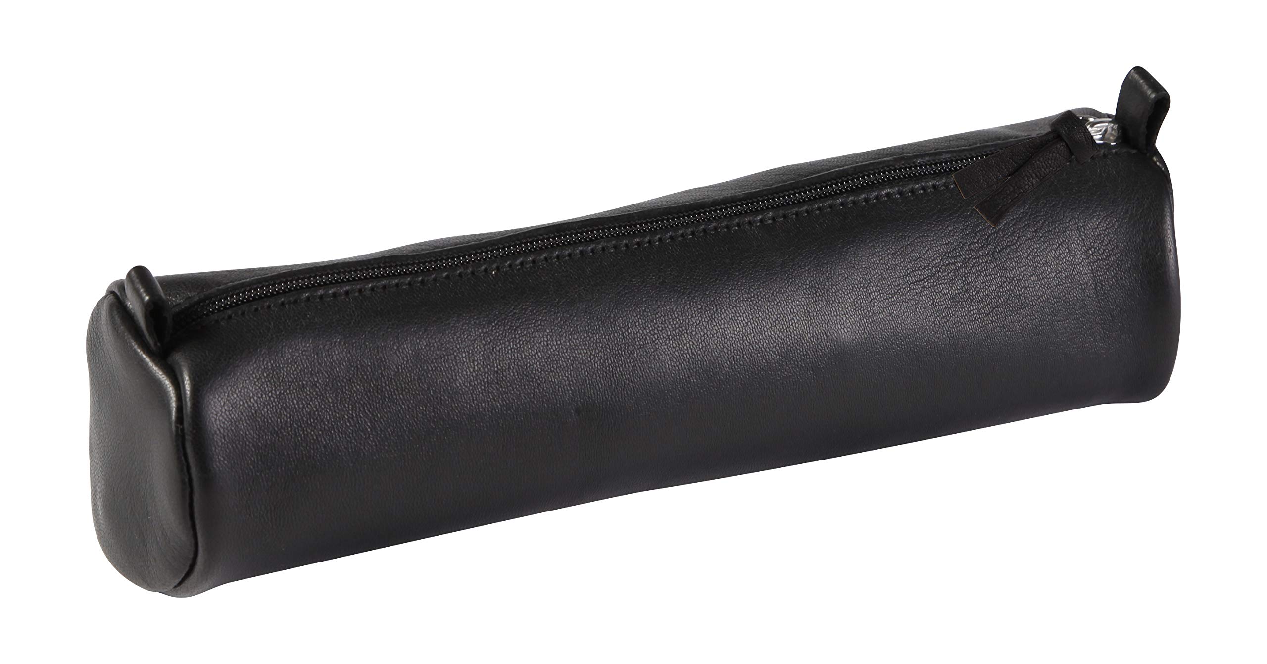 Clairefontaine 8320C - One Round Black School Pencil Case Ø5,5x22 cm in Genuine Lambskin Leather - School Supplies - Coloured Pencil Case - Pen Holder — image 1