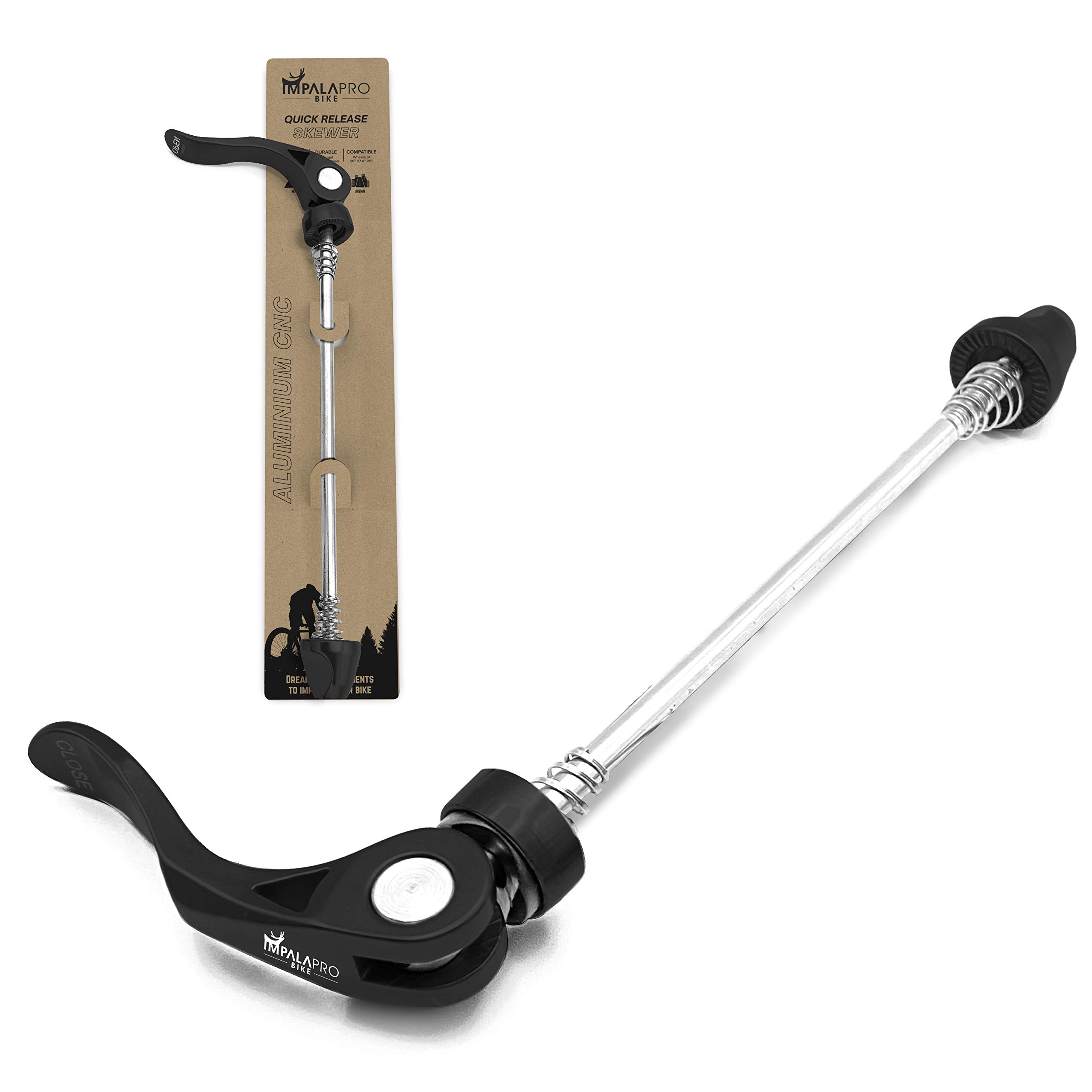 IMPALAPRO Bike Bike Quick Release Skewer Single Wheel Aluminium CNC for MTB or Road Bike - Quick Release Bike Axle - Quick Release Bolts - Bicycle Wheel Nuts - Rear Bicycle Axle (135mm / 5.31in)