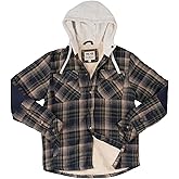 Yee Yee Apparel Overland Berber Flannel Jacket for Men - Hooded Flannel Jacket, Men’s Plaid Shacket with Fleece Lining