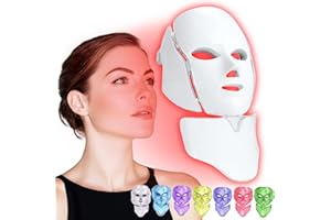 SDKWDH Red Light Photon Facial Mask with Remote Control, 7 Custom Modes with Infrared, Portable with Timer for Home Use