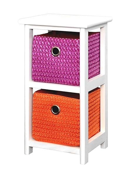 Ts-ideen - Badezimmerschrank (mit 2 Körben, Höhe 44 cm), Farben: orange, weiß und lila