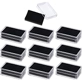 CHGCRAFT 10Pcs Clear Gemstone Display Box Small Loose Diamond Gemstone Display Case Plastic Containers Holder with Clear Top Lids and Sponge, Black
