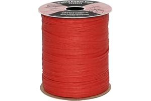 Seebery Raffia Ribbon for Crafts - Raffia Yarn Grass Twine for Gift Wrapping, DIY Decoration & More | Matte String Paper Rope for Crochet - 1/4'' Wide, 100 Yards, Red