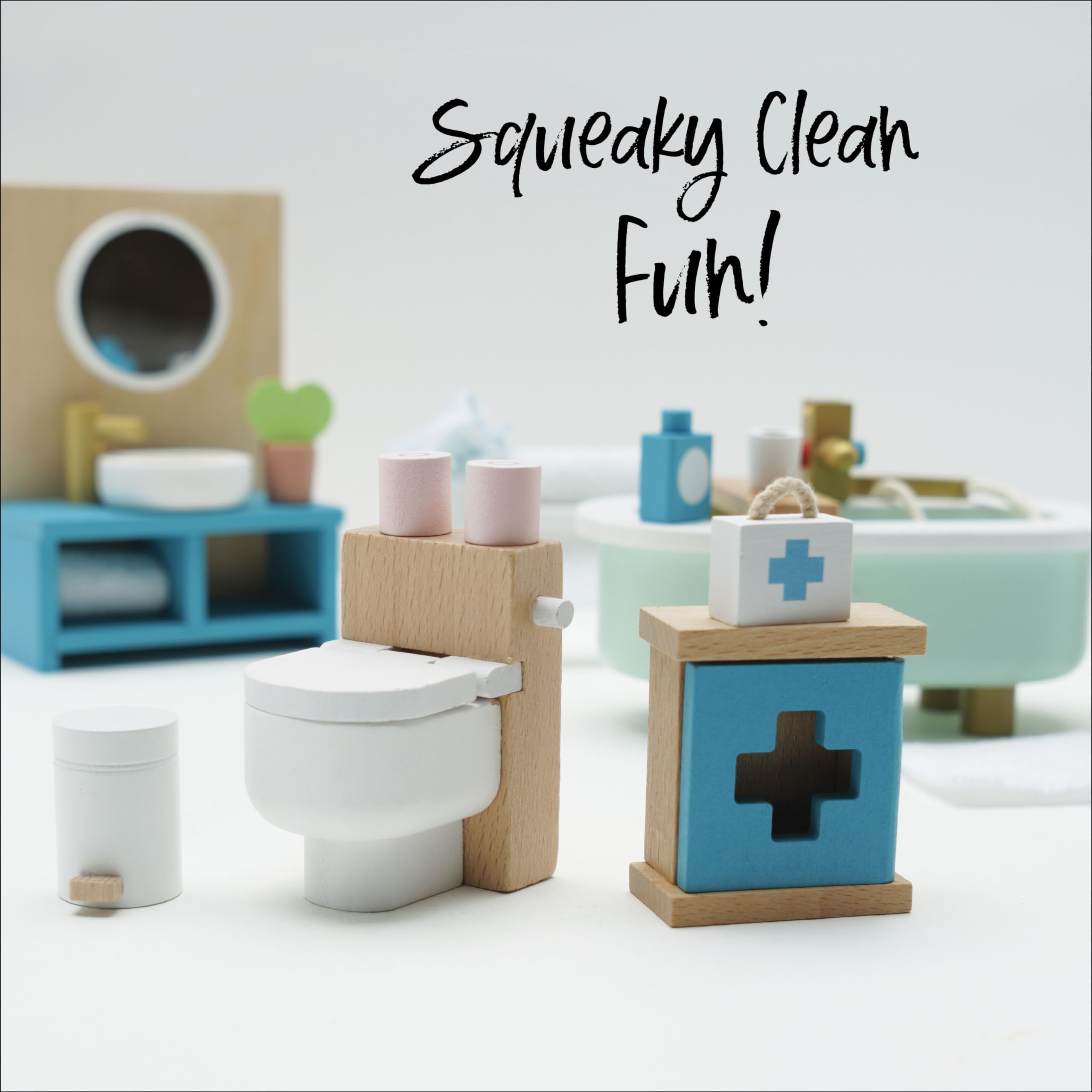 Le Toy Van - Daisylane Bathroom Premium Wooden Toys Dolls House Accessories |Playset For Doll House | Girls Dolls House Furniture Sets - Suitable For Ages 3+