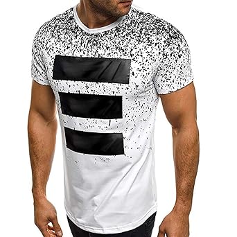Herren Basic Oberteil, MEIbax Männer Sommmer T-Shirt gestreiftes gedrucktes Sport top Gyms Muscle Shirt Stretch Slim Fit Kurz