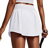 PINSPARK Womens Tennis Skirt High Elastic Waisted Golf Skort with 2 Pockets Curved Hem Athletic Skirts for Workout Pickleball