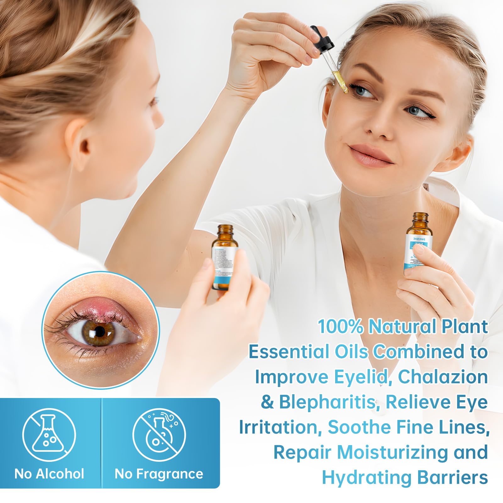 Eye Treatment Serum, Chalazion & Blepharitis Remover With Avocado Oil, Buckthorn Oil For Eyelid, 30ML Tea Tree & Caffeine Eye Serum For Redness, Puffiness, Eye Relief.
