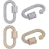 beinkmake 2PCS Necklace Clasp Rhinestone Oval Screw Carabiner Lock Charms Clasps Shortener Bracelet Keychain Necklace Sweater Pendant for Decoration Jewelry Crafts Making