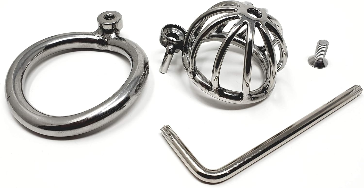 Bondage Masters Chastity Cage Ultra Short Male Chastity Device, Nano Cage, Silver - Image 5