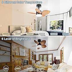 DAKASON Tropical Ceiling Fan with LED Light and 5