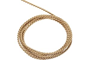 MECCANIXITY Twisted Cord Trim, 11 Yard 2mm 3-Ply Twine Braided Rope Shiny Thread String for Craft Gift Bag Curtain Christmas Decor, Deep Gold - 10m