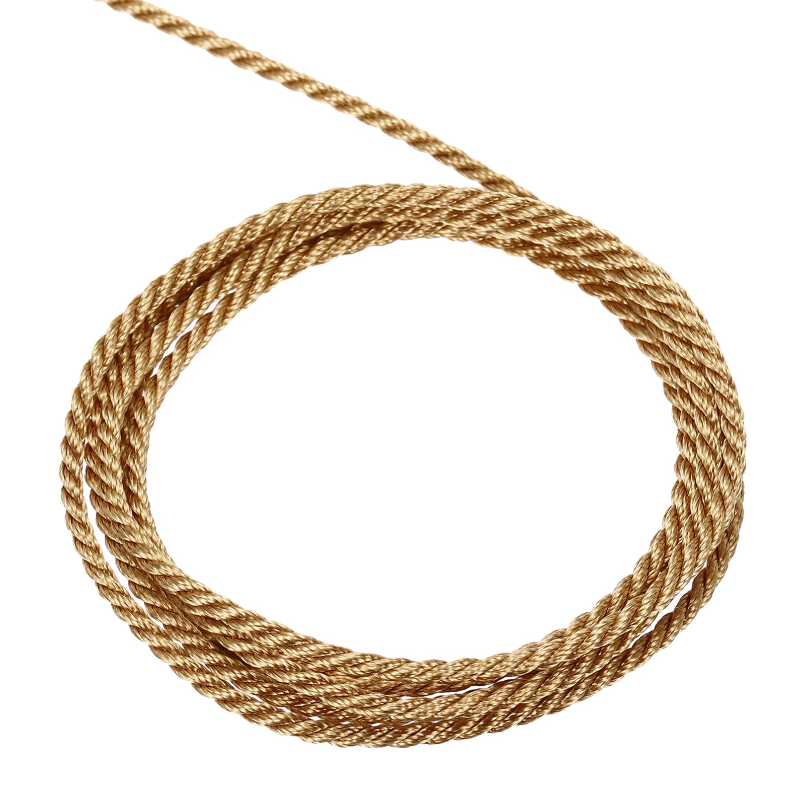 Photo 1 of MECCANIXITY Twisted Cord Trim, 11 Yard 2mm 3-Ply Twine Braided Rope Shiny Thread String for Craft Gift Bag Curtain Christmas Decor, Deep Gold - 10m