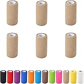 6 Pack Self Adhesive Bandage Wrap, 4 in x 5 Yards Non-Woven Self Adherent Cohesive Bandage, Vet Wrap Wound Tape for Thumb Finger Wrist Knee Ankle, Skin