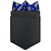 Feviroz 1 Pack High Quality Leather Pocket Square Holder with Spring-Loaded Ends,Reusable Pocket Square Card Holder for Man&rsquo;s Suits,Suitable for Weddings,Business Meetings,Galas and Daily Office Wear