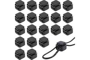 WADY 20PCS Heavy Duty Cord Locks - Metal Drawstring Fasteners for Lanyards, Paracord, Hoodie String & Lock Laces, Double Hole