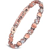 Feraco Pure Copper Bracelets for Women, Ultra Strength Magnetic Bracelet with 3800 Gauss Magnets & Natural Turquoise & Stones, Adjustable, Jewelry Gift