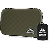 MARCHWAY Inflatable Camping Pillow with Soft Foam Top & TPU Air Bladder, Dual-Sided Support for All-Season, Lightweight Compact Travel Pillow for Hiking, Backpacking, Airplane, Car (Green)