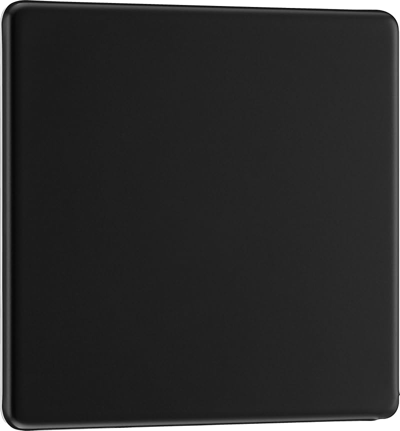 British General Flatplate Matt Black Single Blank Electrical Wiring Plate