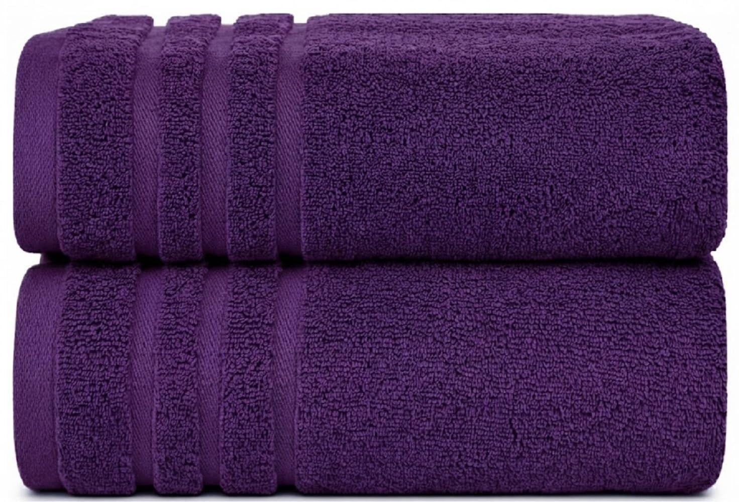 WovenWonder Pack of 2 Super Jumbo Bath Sheets (100 x 200 cm-600GSM) Luxury 100% Egyptian Cotton Soft Extra Large Bath Sheet Towels Highly Absorbent & Quick Dry Hotel Quality Towel Set (Purple)