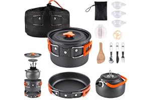 aiGear Camping Cooking Set Cookware Mess Kit with Storage Bag Pot Pan Set Camping Accessories for Outdoor Camping Hiking Picnic Portable and Lightweight Aluminum