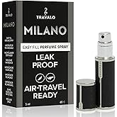 Travalo Milano Perfume Atomizer, Leak-Proof, Travel Spray Bottle - Black | TSA Approved for Air Travel, Airtight, Easy to Fill, Mini Refillable Perfume Bottle with Polished Metal Outer Shell