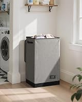 SOLEDI 90L Laundry Basket with Lid Collapsible Removable Inner Bag Grey view 2