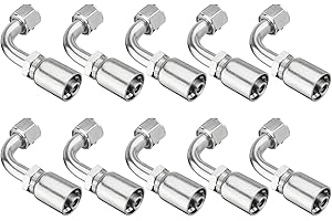 Venussar 10 PCS 90° Hydraulic Hose Fittings, for 1/2" Hose x 1/2" JIC 37° Female 90° Hydraulic Hose End Elbow Crimp Fitting