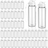 Domensi 50 Pieces Plastic Water Bottle Bulk 17 oz Sports Adults Reusable Large Water Bottles with Leak Proof Flip Top for Adults Fitness(White)