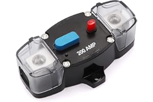 TUIJODAIX 12-24 Volt DC 200A Circuit Breaker Manual Reset, 0-8 Gauge Trolling Motor Auto Car Stereo Audio Inline Fuse Block Holders Inverter for Automotive Rv Marine Boat(200Amp)
