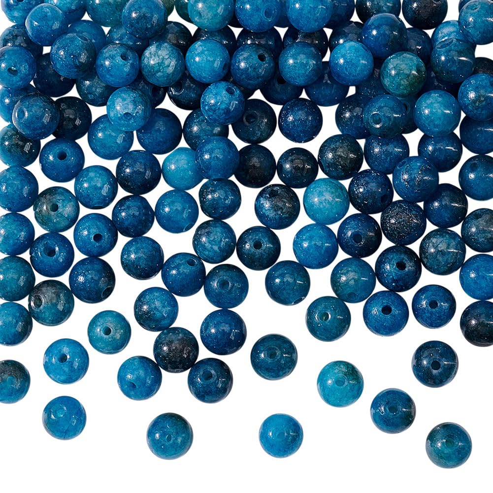 GOMAKERER About 126 Pcs Blue Apatite Beads, 6-6.5mm Natural Gemstone Beads Round Stone Bead Smooth Ball Beads Loose Spacer Beads for DIY Jewelry Making