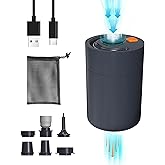 Aerogogo Air Mattress Pump, 6kPa GIGA Pump for Air Mattress 1500 * 4 mAh Electric Air Pump, Quick Fill in/Deflator Air Pump for inflatables Pool Inflatable Boat Gymnastics Mat Air Bed with 6 Nozzles