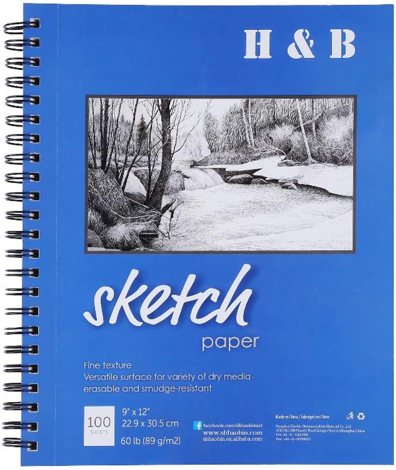 Hotopick Painting Book Sketch Pad Drawing Book Double Coil Professional Art Marker Blank Sketch Book Watercolor Painting Book Stationery Supplies 100 Sheet