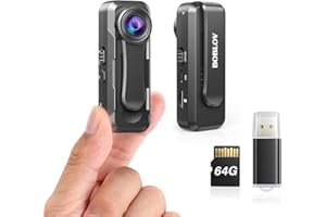 BOBLOV W1 64GB HD 1080P Body Worn Camera, Wearable Body Cam with 2 Clips, Loop Recording Body Camera Support Time Stamp, Back Clip for Traveling, Driver, Delivery Man, Lecture Recording