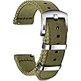 ULLCHRO Nylon Watch Strap Replacement Canvas Watch Band Military Army Men Women - 18mm, 20mm, 22mm, 24mm Watch Bracelet with Stainless Steel Silver Buckle