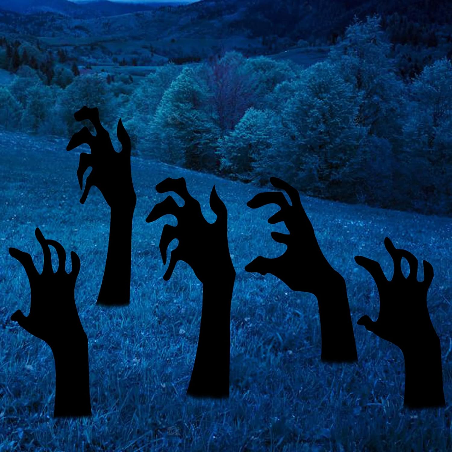 Yard Signs - Halloween Black Hands Yard Signs with Stakes, 5 Pack Zombie Scary Silhouette Yard Sign, Halloween Decorations Outdoor for Yard Lawn Garden Party Decor