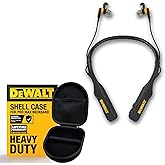 DEWALT Black Edition Pro Audio Bundle: Heavy-Duty 2-in-1 Bluetooth Neckband Headphones + Rugged EVA Travel Case
