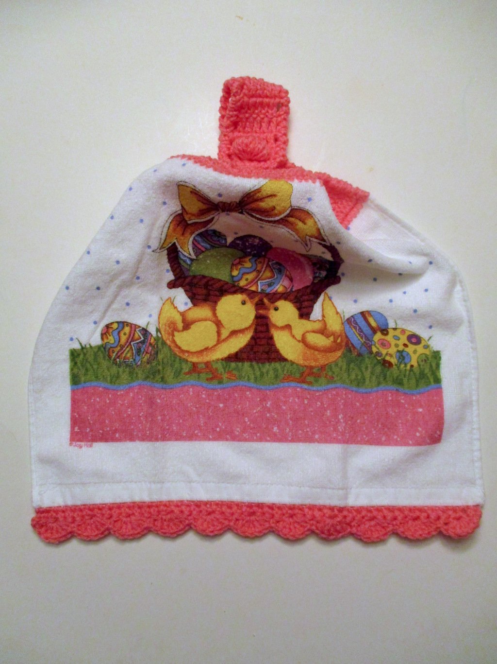 Easter Crochet Top Hanging Kitchen Towel with Decorative