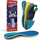 WalkHero Work Insoles Reduce Fatigue, Plantar Fasciitis Orthotics Inserts for Pain Relief, Flat Feet Orthotic Inserts with Cushioning (Mens 12-12.5 | Womens 14-14.5, Cyan)