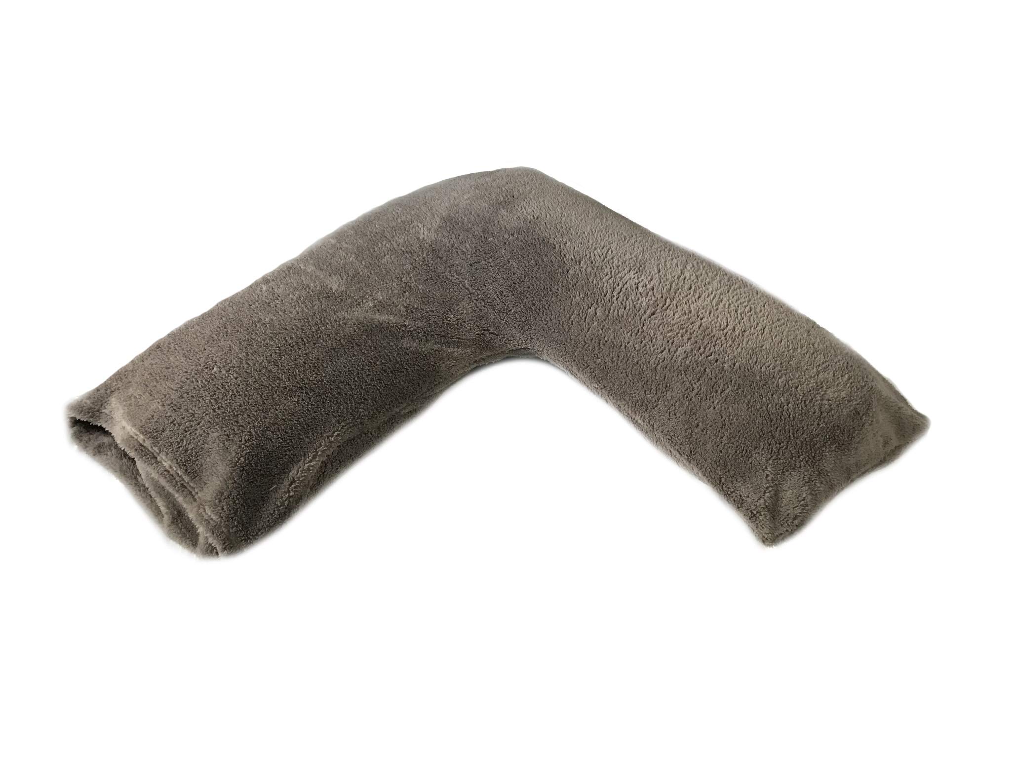 KLAZE Fleece V Pillow and V Pillowcase Complete Set, Teddy Bear Sherpa Fleece Super Soft Non-Allergenic Orthopaedic (Charcoal Grey, V Pillow with Case Complete Set)
